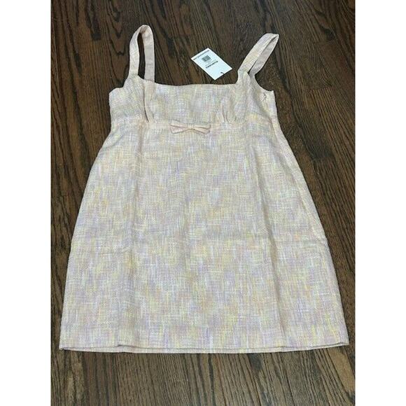 Rumored Womens Summer Heights Mini Dress Tweed Square Neck Sherbet Size 8 NWT - Picture 2 of 11